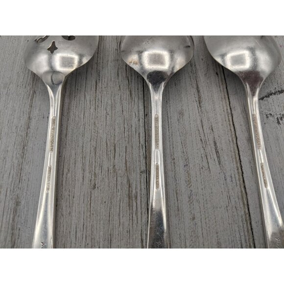 Vintage 1881 Rogers Proposal Silverplate Flatware Set of 3 Serving Spoons Pierce - Picture 7 of 8